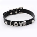 Wholesale Dog DIY Letras Personalizadas PU Ajustável Pet Collar De Couro